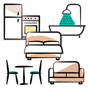 Salón-Comedor, Dormitorio, Baño y Cocina